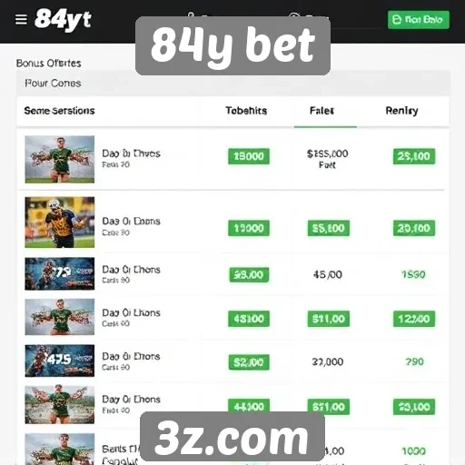 Ofertas de bônus disponíveis na plataforma 84y bet